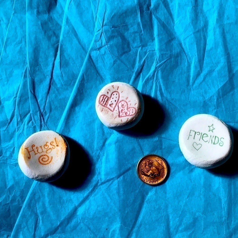 Clay Worry Stones-Hugs/hearts/Friends